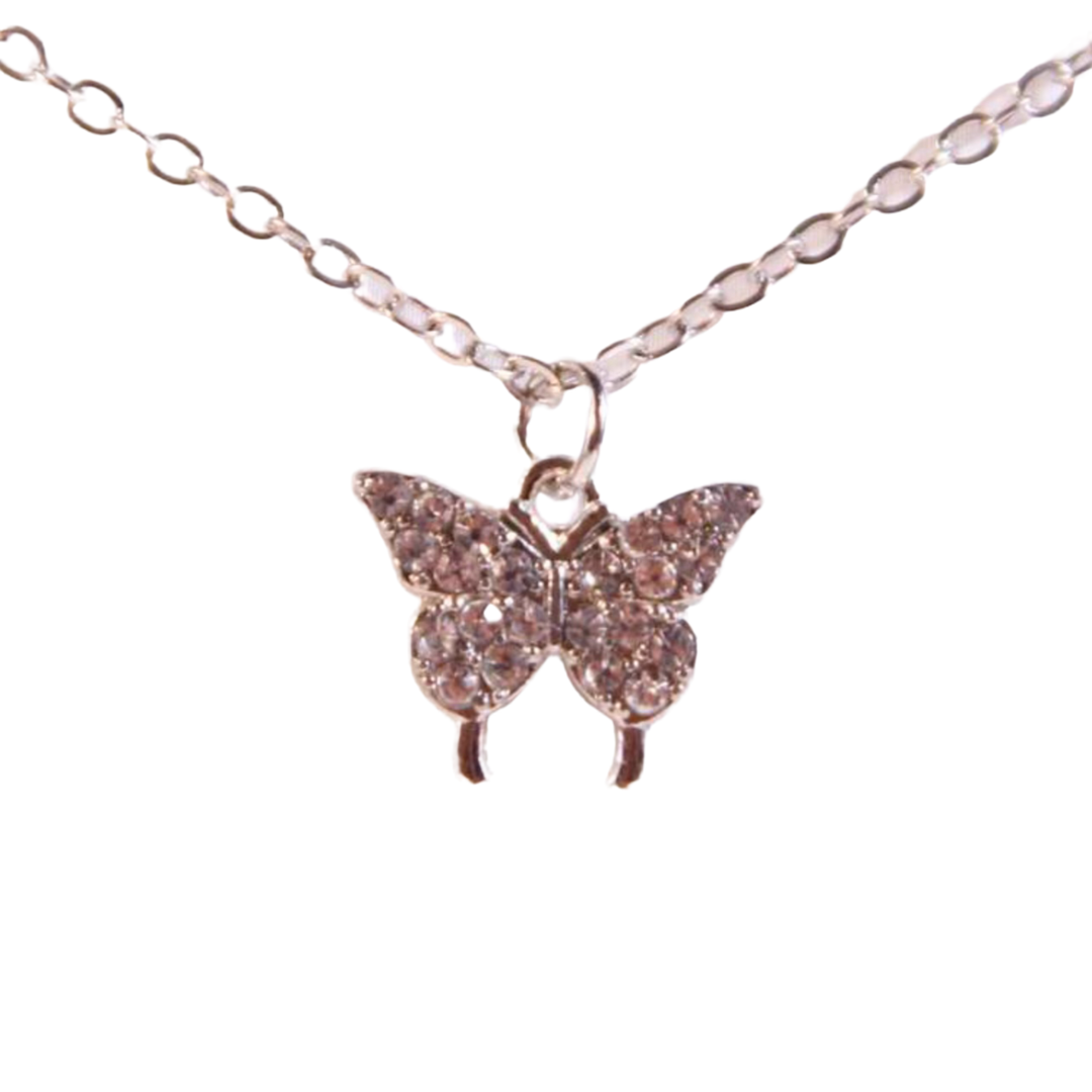 2pcs Butterfly Rhinestone Necklaces For Friends