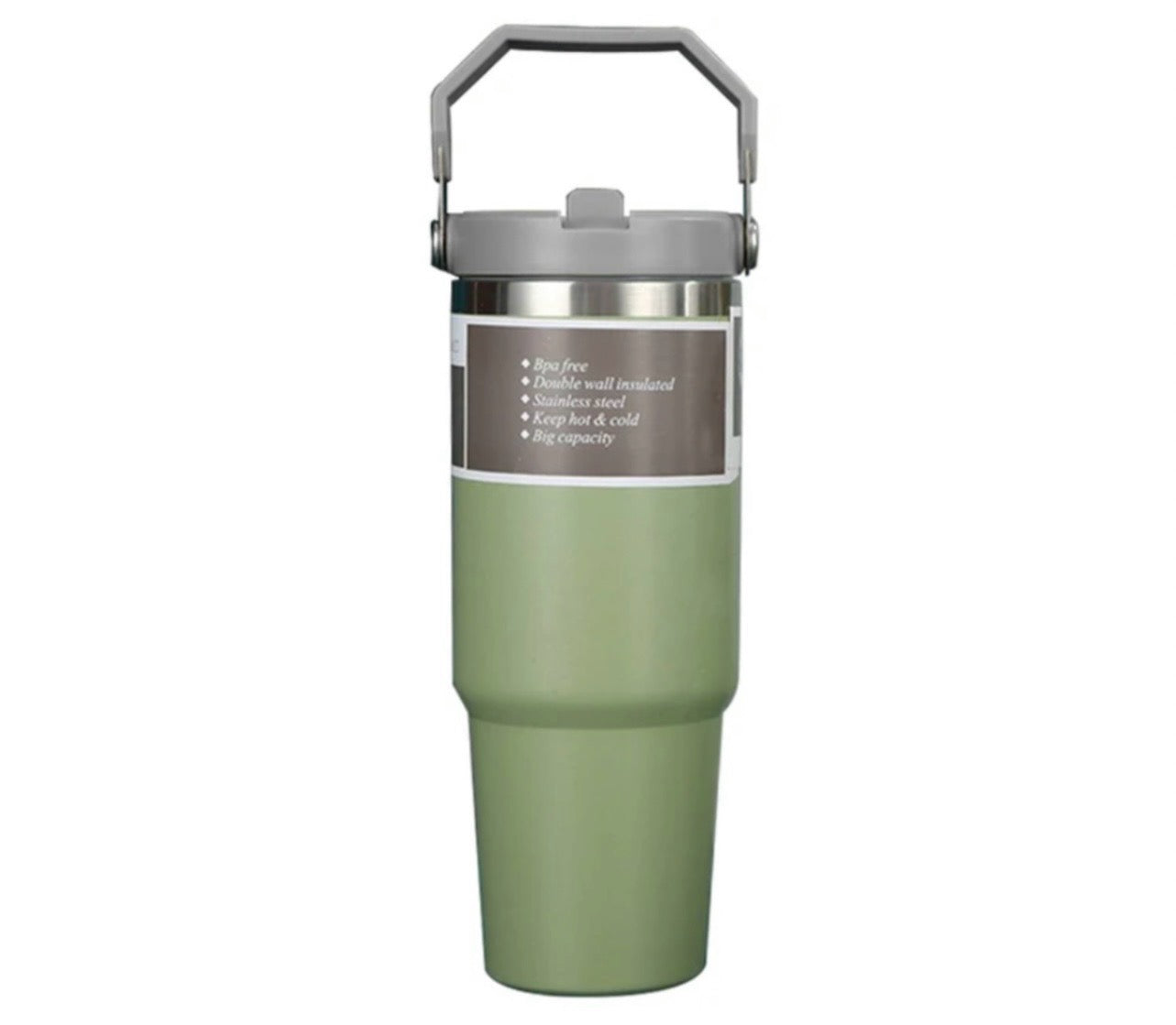 600ml Thermal Insulated Travel Mug with Carry Handle and Straw