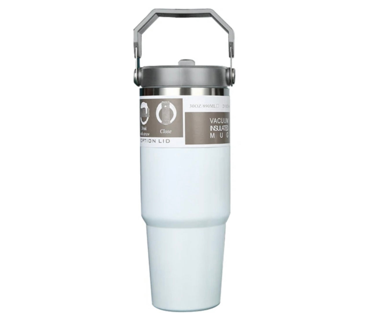 600ml Thermal Insulated Travel Mug with Carry Handle and Straw